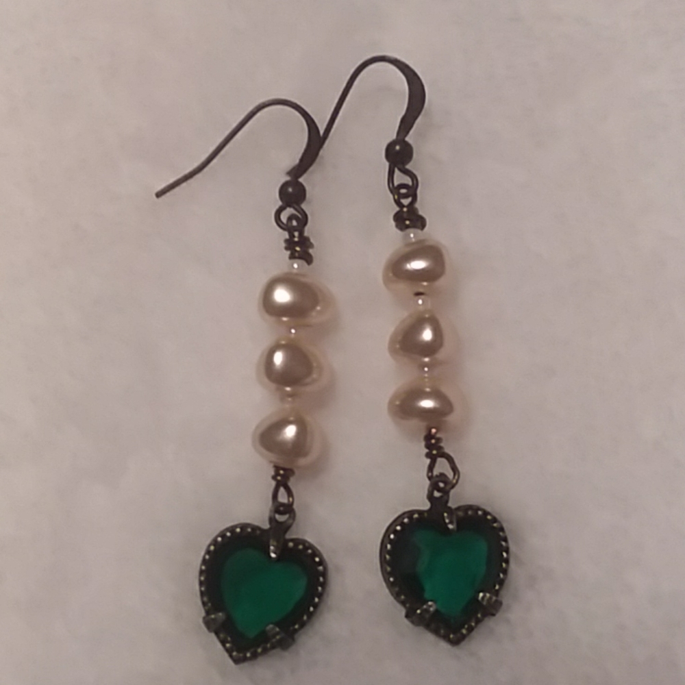 Green Heart Shape Swarovski Earrings